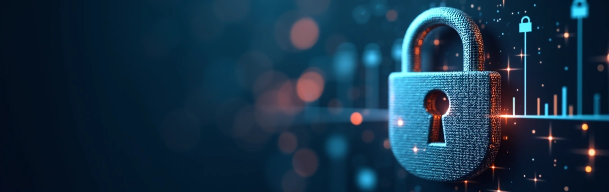 Ένα συμβολικό λουκέτο ή ασπίδα που αντιπροσωπεύει την ασφάλεια των δεδομένων.
